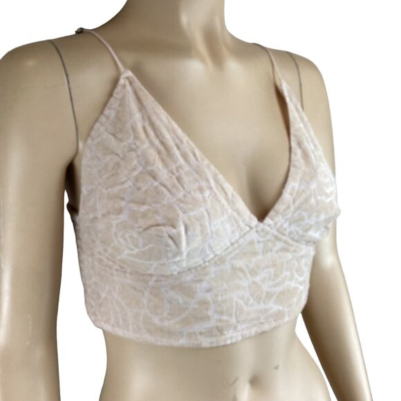 Free People One Bralette Size Large Carrie Flocked Womens V-Neck Velvet Crop - Picture 3 of 5